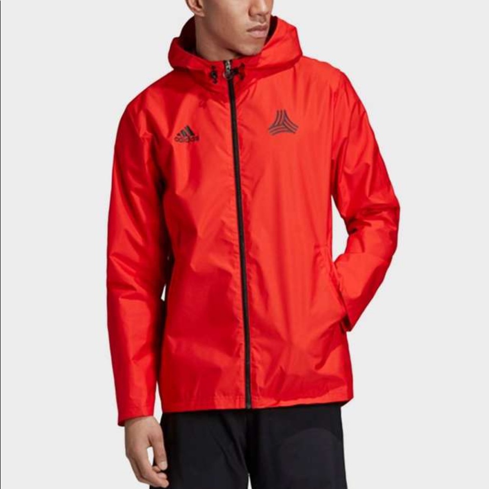 Adidas tan windbreaker red jacket
